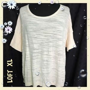 Ann Taylor LOFT Cream Short Sleeve Top Size XL